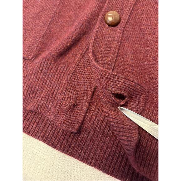 L L Bean Lambswool Cardigan XL Burgundy Heritage Grandpa Academia Pockets - Picture 8 of 14